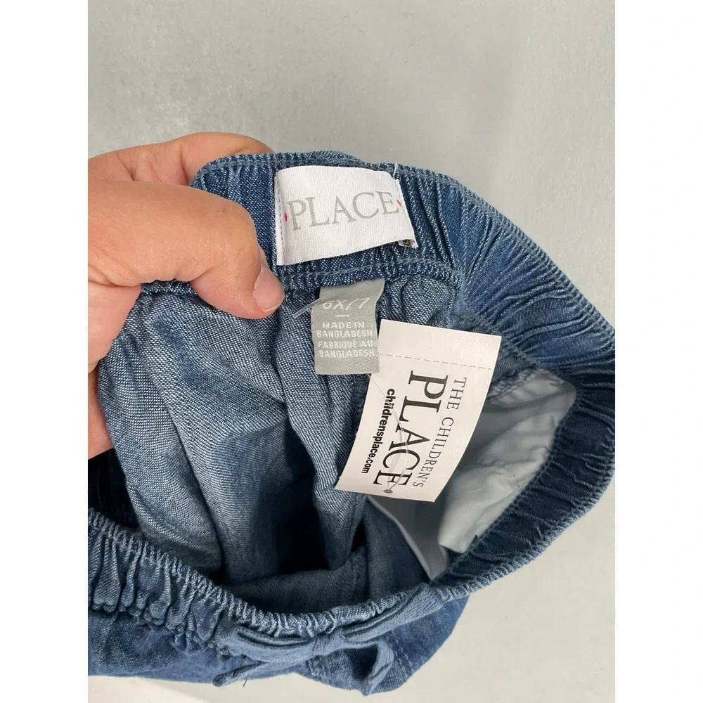 The Children's Place Girls Shorts Poppie Wash Blue Chambray Cotton 6X/7
